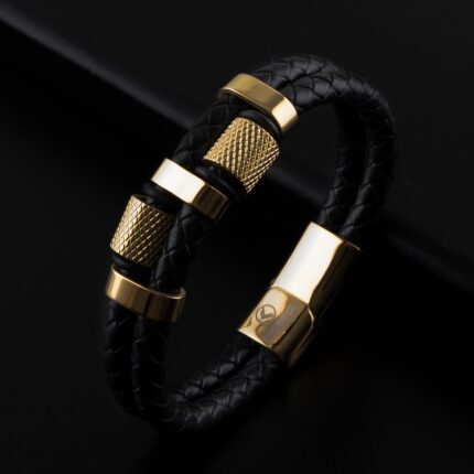 Goldwrap Armband aus Leder
