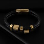 Goldwrap Armband aus Leder